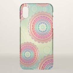 Abstract Pink Green Mandela Patterned iPhone X Case