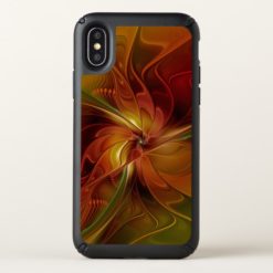 Abstract Red Orange Brown Green Fractal Art Flower Speck iPhone X Case