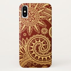 Abstract Red and Gold Floral Pattern iPhone X Case