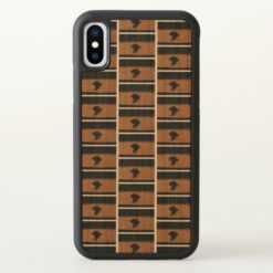 Africa Black Brown Crochet Print on Wood Bumper iPhone X Case