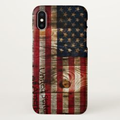 American USA flag on wood iPhone X Case