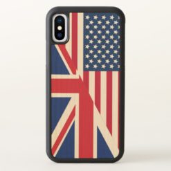 American and Union Jack Flag iPhone X Wood Case