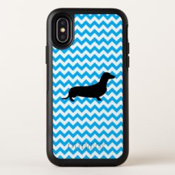 Baby Blue Chevron With Dachshund Silhouette OtterBox Symmetry iPhone X Case