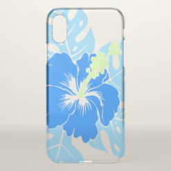 Banzai Beach Hawaiian Hibiscus Floral - Blue iPhone X Case