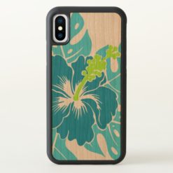 Banzai Beach Hawaiian Hibiscus Floral Teal iPhone X Case