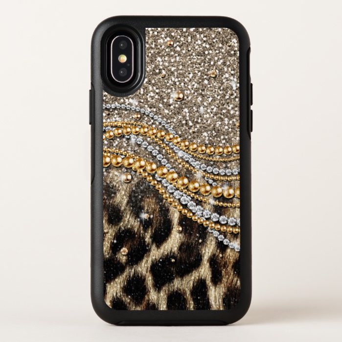 Beautiful trendy leopard faux animal print OtterBox symmetry iPhone x Case
