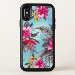 Beautiful tropical floral paint watercolors OtterBox symmetry iPhone x Case