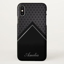 Black And Silver Design With Stars iPhone X Case
