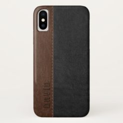 Black & Brown Faux Vintage Leather Texture iPhone X Case