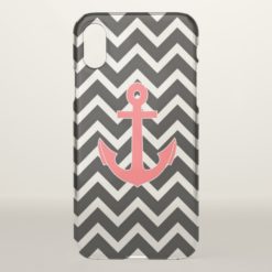 Black Chevron Pink Anchor iPhone X Case