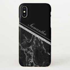 Black Marble Stone With Your Name iPhone X Case