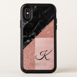 Black Marble and Pink Otterbox iPhone X Case