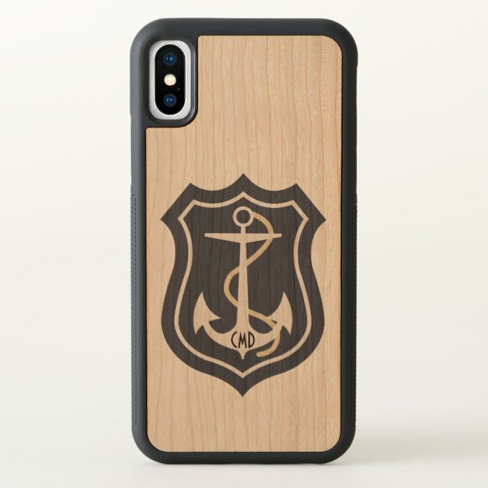 Black Nautical Anchor iPhone X Case