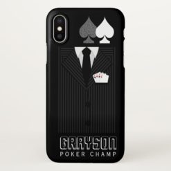 Black Pinstripe Suit Poker Champ Casino Zazzle iPhone X Case