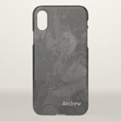 Black Sketch of Leaves Customize iPhone X Case