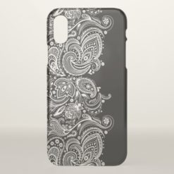 Black & White Girly Paisley Lace Design iPhone X Case