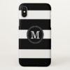 Black & White Stripes Monogram iPhone X Case