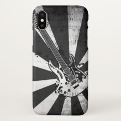 Black and White Rock Music Guitar Art iPhone X Case