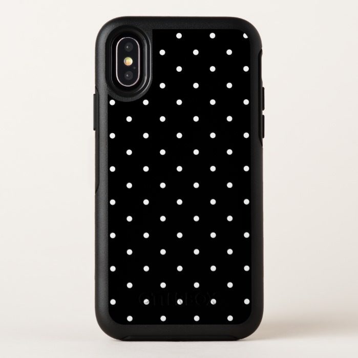 Black and White Small Polka Dots Pattern OtterBox Symmetry iPhone X Case