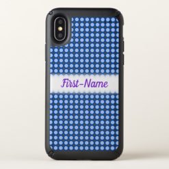 Blue Dots/Circles Pattern + Custom Name Phone Case