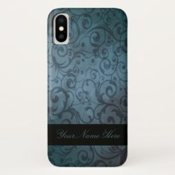 Blue Flourish Personalized iPhone X Case