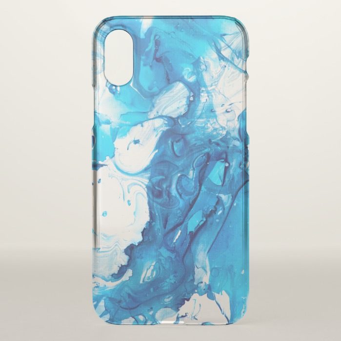 Blue Modern Marble Swirl Look iPhone X Case