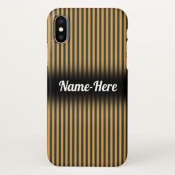 Blue & Orange Stripes/Lines Pattern w/ Custom Name iPhone X Case