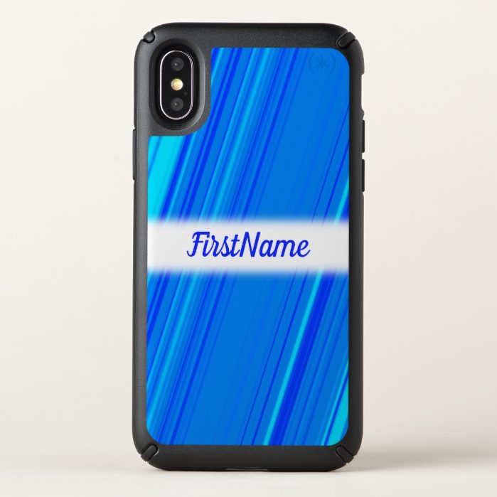 Blue and Cyan Lines Pattern + Custom Name Speck iPhone X Case