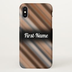 Blurry Rustic Inspired Stripes Pattern w/ Name iPhone X Case