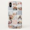 Blush & Gray Photo Collage & Monogram iPhone X Case