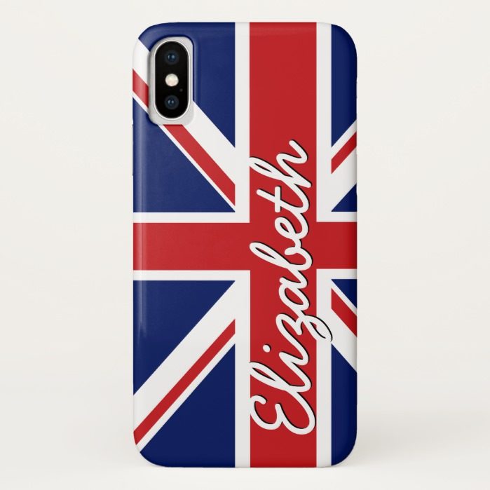 Bold Stripe Pattern - Union Jack Flag with Name iPhone X Case