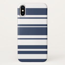 Bold Stripe Pattern - white and nautical navy iPhone X Case