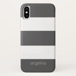 Bold and Modern White Striped Pattern Custom Name iPhone X Case