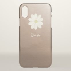 Brushed Rose Gold Gradient Daisy Personalized iPhone X Case