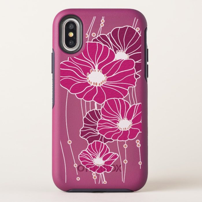 Burgundy and White Floral iPhone X Otterbox Case