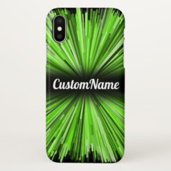 Burst of Green Lines Pattern (Black Background) iPhone X Case