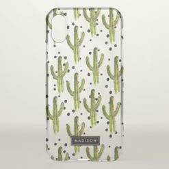 Cactus & Dots Pattern Personalized iPhone X Case