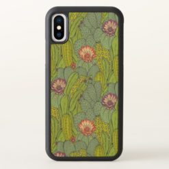Cactus Flower Pattern iPhone X Bumper Wood Case
