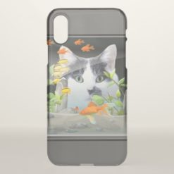 Cat Peering in Fish Tank iPhone X Case