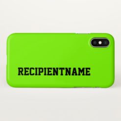 Chartreuse Background + Black Bold Name iPhone X Case