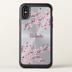 Cherry Blossom Pink Silver Monogram Speck iPhone X Case