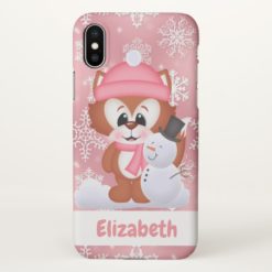 Christmas Fox and snowman add name phone Case?