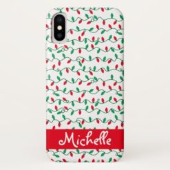 Christmas Light Stripes Name iPhone X Case