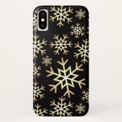 Christmas black gold snowlake Apple X Case
