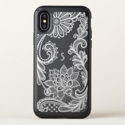 Classic White Floral Lace Applique Monogram II Speck iPhone X Case