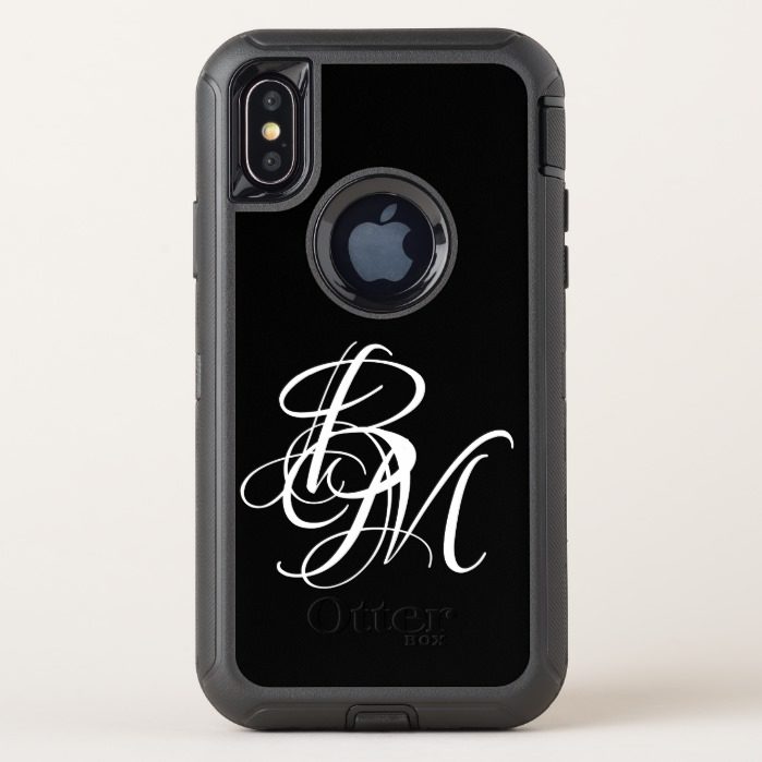 Classy Monogram Name Letters OtterBox Defender iPhone X Case