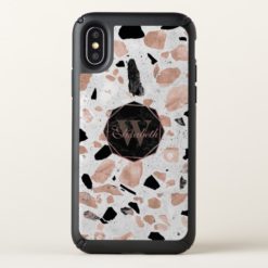 Classy rose gold vintage marble abstract terrazzo speck iPhone x Case