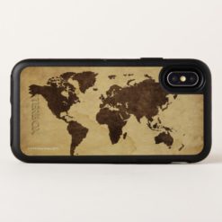 Close up of antique world map 3 OtterBox symmetry iPhone x Case