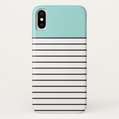 Color Block Stripes Pattern Mint Green Black iPhone X Case