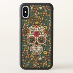 Colorful Floral Sugar Skull Flowers Pattern iPhone X Case